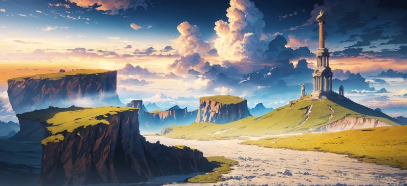 Create meme: dawn art, epic landscape, anime landscape