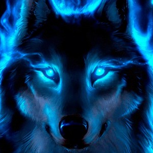 Создать мем: flame blue wolf, картина волки, волк rgb
