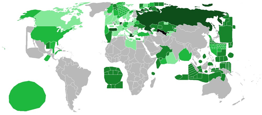 Create meme: UN world map, world map of countries, the area of the spread of Islam