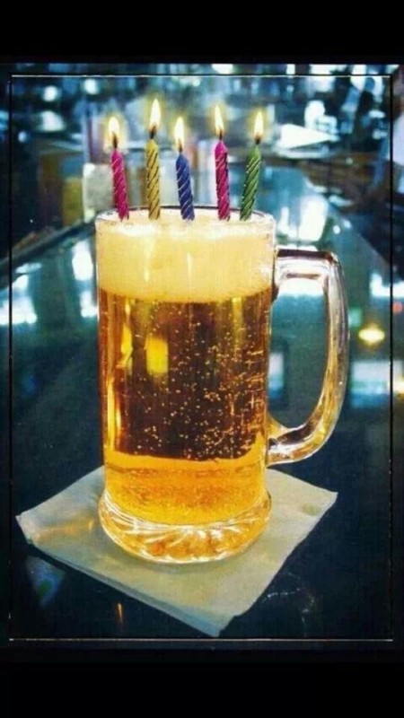 Create meme: happy birthday beer, beer mug with candles, happy birthday beer with candles