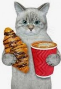 Создать мем: кофе кот, кот держит чашку, кот