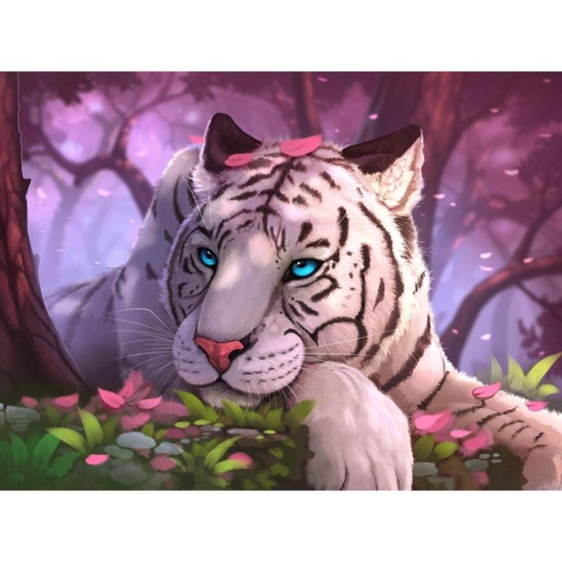Создать мем: алмазная мозаика 3д белый тигр, арт тигра, белый тигр арт