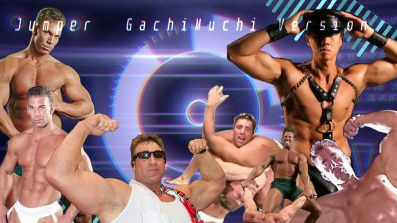 Create meme: gachimuchi background, hachimaki Billy Herrington, hachimaki van