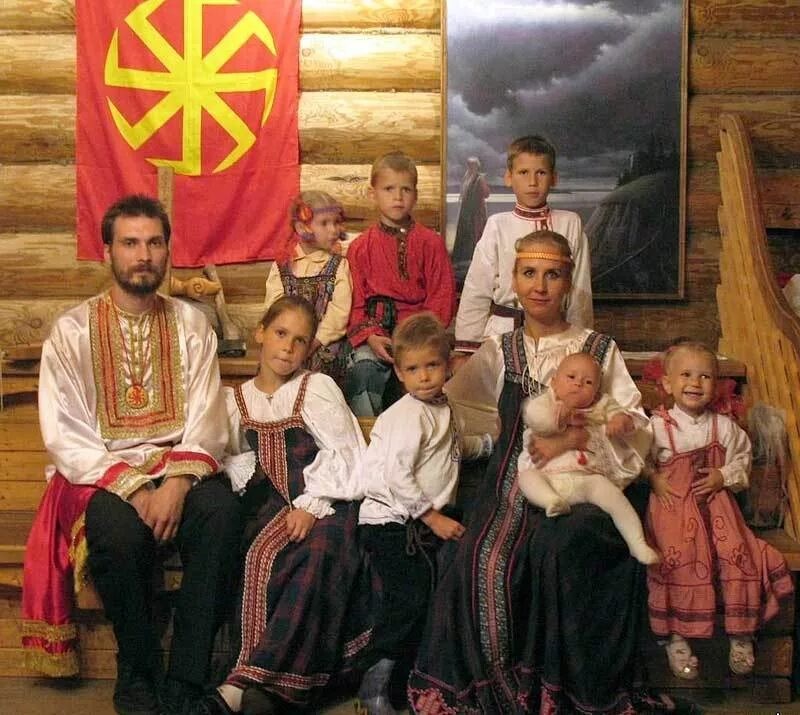 Create meme: Slavic family, a large Slavic family, Slav