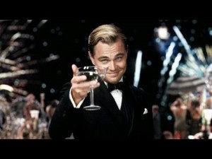 Create meme: Gatsby DiCaprio, the great Gatsby the glass, Leonardo DiCaprio with a glass of