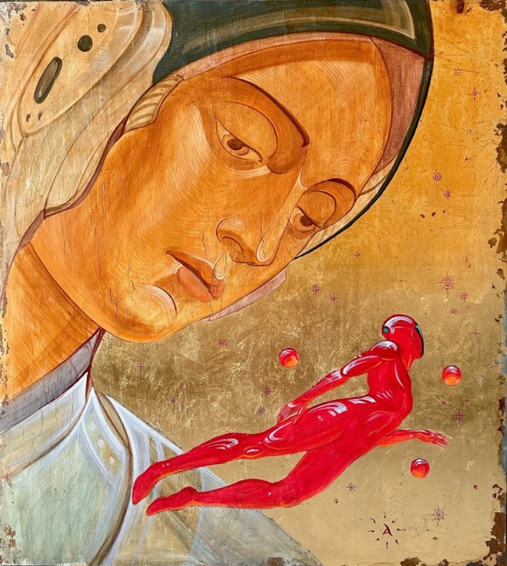 Создать мем: огневидная икона божией матери, пресвятая богородица икона, антон фролов художник