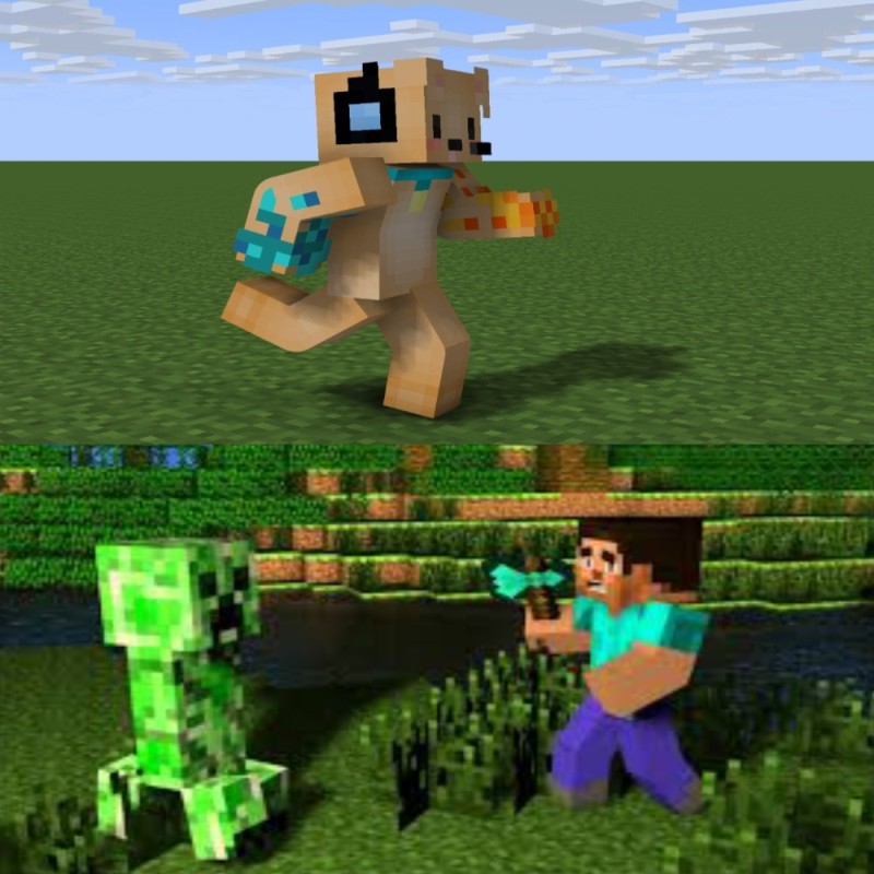 Create meme: minecraft creeper , minecraft , minecraft axe