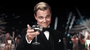 Create meme: Leonardo DiCaprio raises a glass, the great Gatsby the glass, Leonardo DiCaprio the great Gatsby