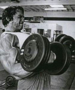 Create meme: cheating, Arnold press, Arnold Schwarzenegger training biceps