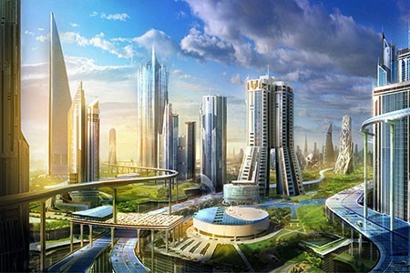 Create meme: future city, background the city of the future, city of the future project