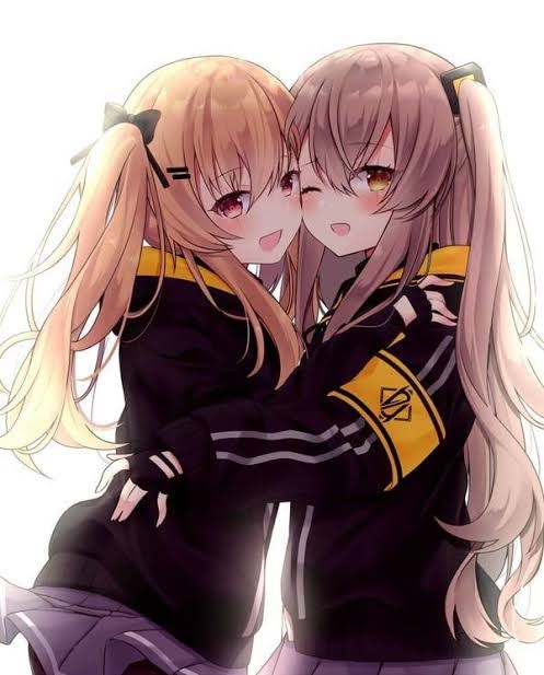 Create meme: ump 9 and ump 45, girls frontline yuri, beautiful anime girl