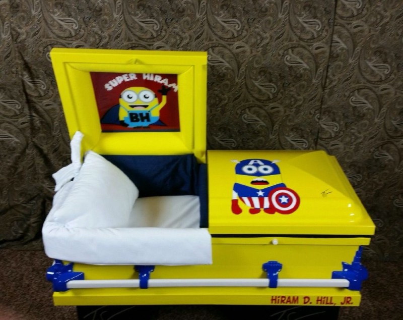 Create meme: Coffin minion, Baby coffin minion, child's coffin