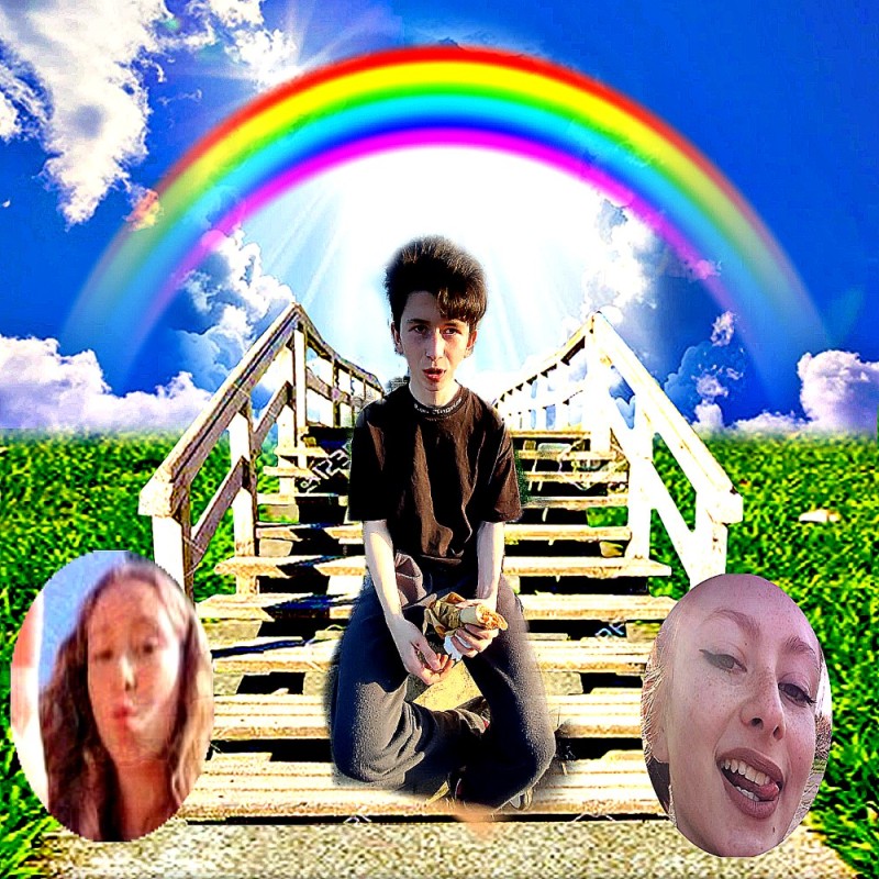 Создать мем: небо радуга, сематари rainbow bridge, парень