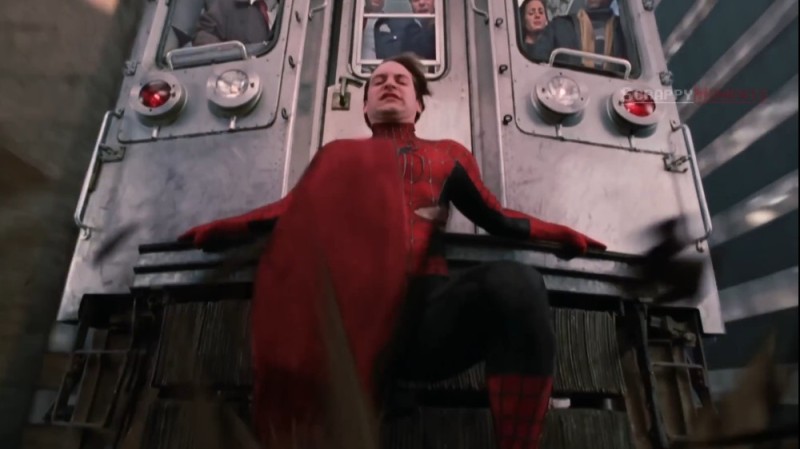 Create meme: Spider-Man, Tobey Maguire spider-man train, spider-man 2