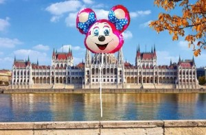 Create meme: Balloon Mickey mouse rose in Budapest on 19 July 2012