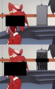 Create meme: the example of Lagann the fusion of hyphae, zero two garbage anime memes, darling in the franxx