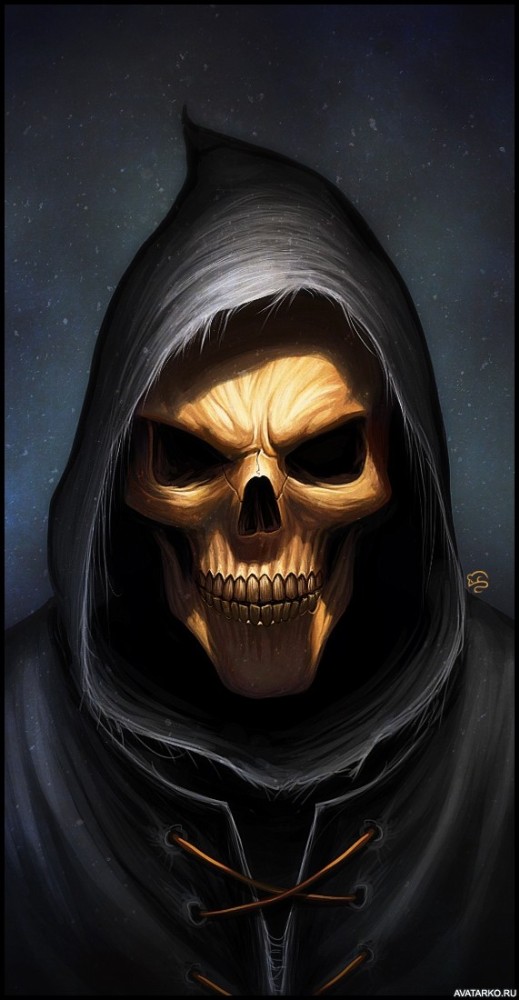 Создать мем "арт скелет в капюшоне современный, страшный череп, grim reaper" - Картинки - Meme-arsenal.com