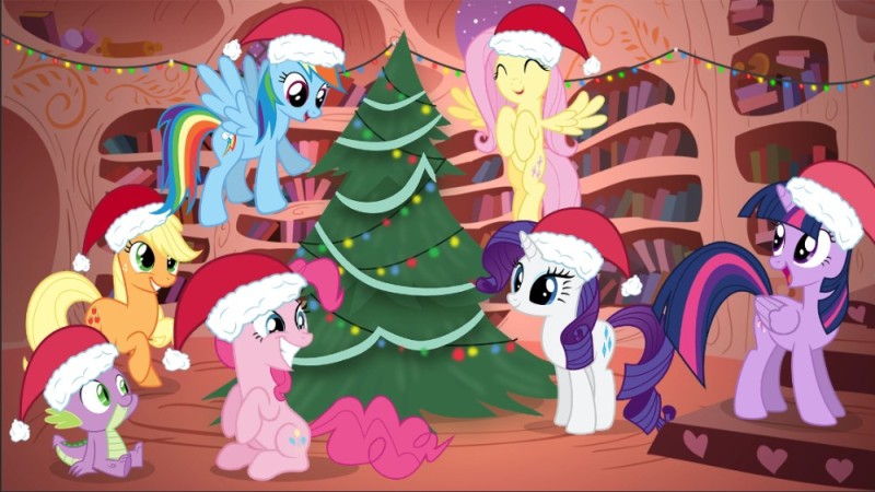 Создать мем: новогодний понивилль, новогодние пони, my little pony рождество