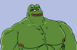 Create meme: pepe frog bodybuilder, the frog Pepe, the frog Pepe inflated