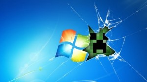 Create meme: Wallpaper minecraft creeper, broken Windows Wallpaper, Windows 7