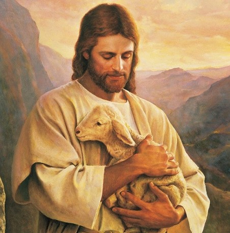 Create meme: Jesus Christ with a lamb, Jesus christ with the lamb, jesus 