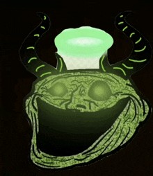 Create meme: Troll face is green with horns, Rene paul fonk, the troll's face