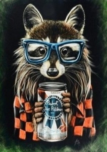 Create meme: raccoon with beer print, funny raccoon, enotik