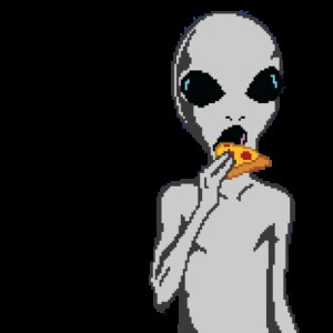 Create meme: alien, meme aliens, Alien pizza