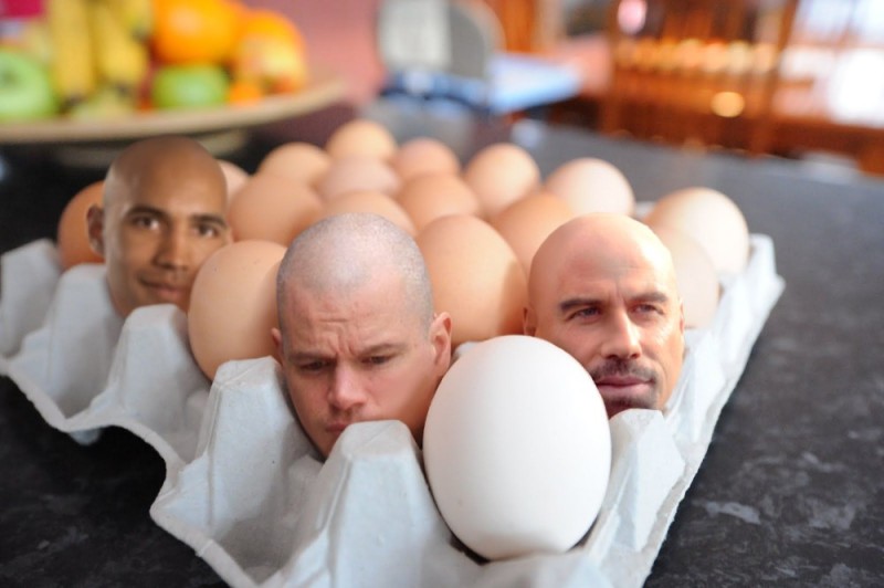 Create meme: bald funny, egg head, chicken eggs