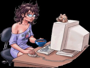 Create meme: the woman behind the computer drawing, computer, funny illustrations* Internet