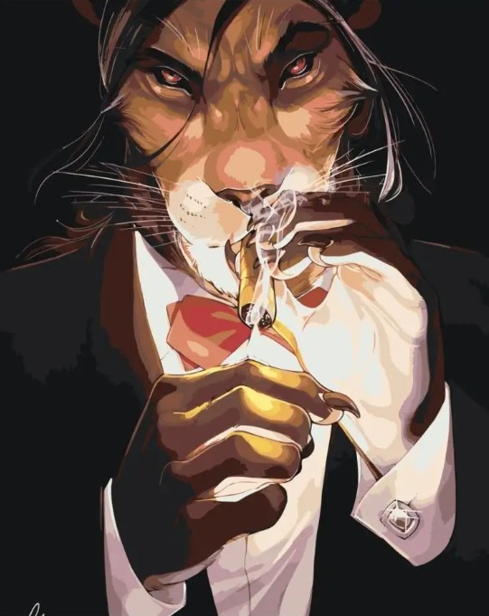 Create meme: a mobster with a cigar, furry mafia, fox mafia art