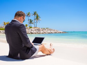 Create meme: laptop on the beach, remote work, on the seafront