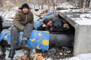 Create meme: homeless in winter, the homeless in Russia, homeless