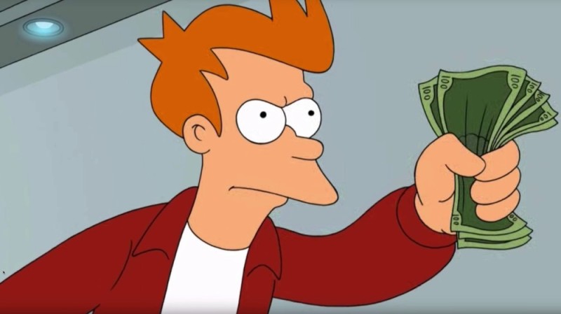 Create meme: fry meme money, fry money, fry futurama money