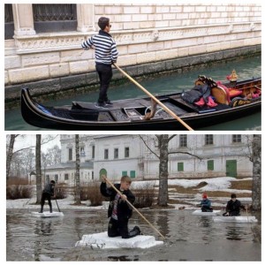 Create meme: Venice, gondolier funny, who's steering the boat in Venice