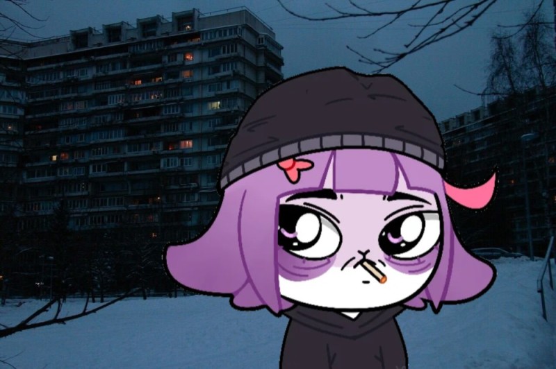 Создать мем: тяночка, аниме, хрущевки ночью зимой