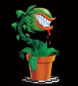 Создать мем: цветок хищник, little shop of horrors, хищные растения рисунки