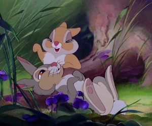 Create meme: Bambi love bunnies, to bambit disney, disney Bambi Bunny