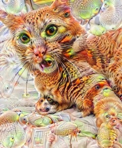 Создать мем: DeepDream, нейросеть психоделика, картины искусственного интеллекта нейросети