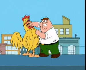 Create meme: Peter Griffin fights a cock, Peter Griffin and cock, the griffins