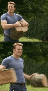 Create meme: Chris Evans, Steve Rogers with a log