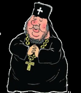 Создать мем: священник в рясе, толстый священник рисунок, толстый священник