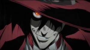 Create meme: the Raven in the anime Hellsing, Alucard laughter, spike Alucard