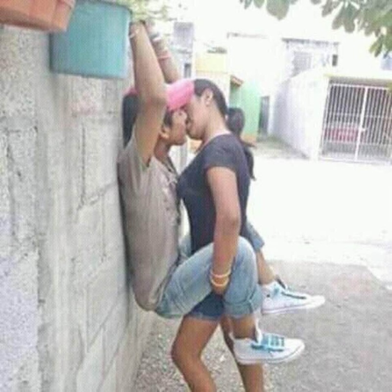 Create meme: The girl jumped on the guy, guy girl kiss, kid girl