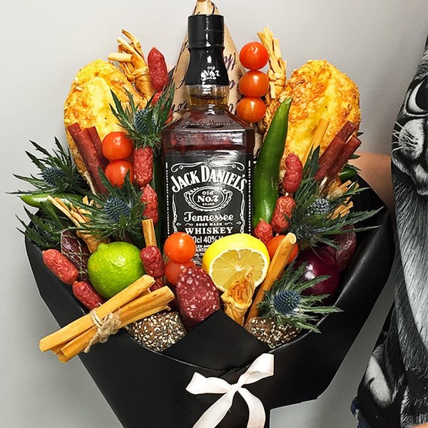 Create meme: men's bouquets with cognac, bouquet to the man, original men's bouquets