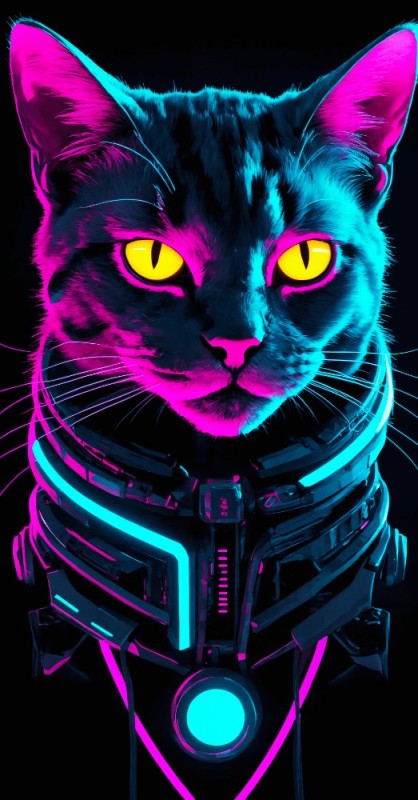 Create meme: futuristic cat, cyberpunk cat, cybercote