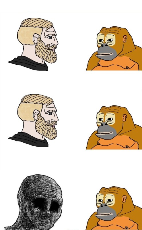 Создать мем: мем обезьяна и чад, мемы мемы, мемы