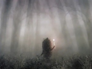 Create meme: blurred image, thick fog, hedgehog in the fog