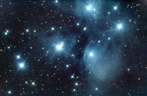 Create meme: the Pleiades cluster, m45 the Pleiades, nebula galaxy