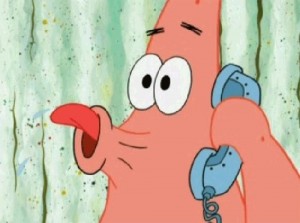 Create meme: Patrick and telephone